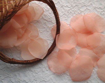 Peach Salmon Organza Rose Petals, Wedding Petals, Bridal Decoration, Flower Girl Basket, Rustic Weddings, Table Scatter, Table Decor, Aisles