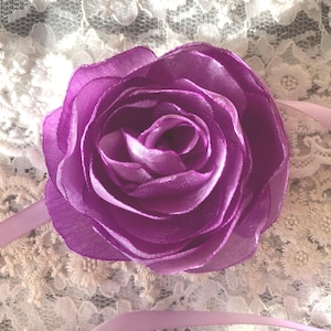 Amethyst Camelia Satin Flower Choker,Wedding Accessory, Chocker, Mother of the Bride,Vintage Style,Photoshoot Dress, Gift,Charming Accessory