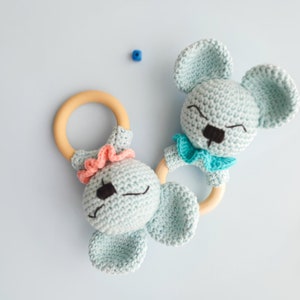 Crochet Mouse Crochet Rattle Mouse Baby Shower Gift Baby Teeth Ring eco teeth ring mouse crochet toy mouse stuffed mouse stuffed animal