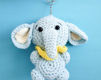 Keychain Crochet Elephant Keychain Rattle Elephant Mini Toy Elephant Crochet Baby Shower Gift Elephant Crochet Toy