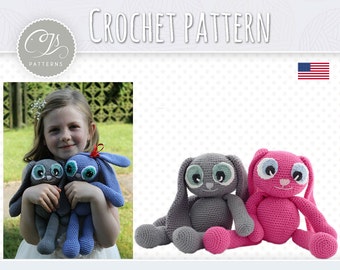 Bunny Crochet Pattern, Stuffed Animal, Amigurumi Bunny