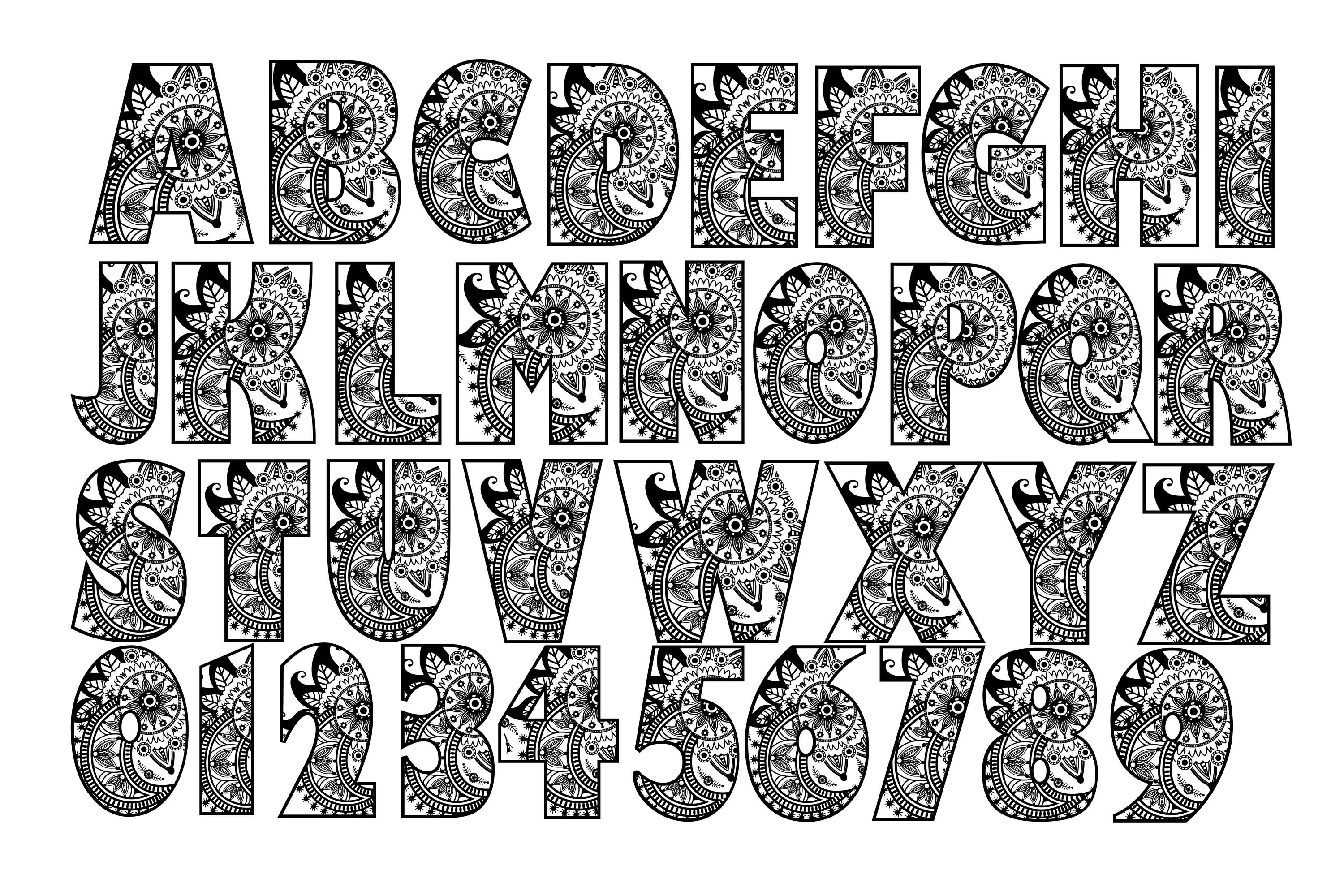 Download Mandala font svg zentagle font svg alphabet SVG alphabet ...