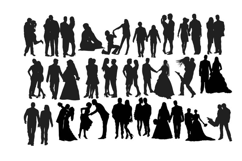 Download Couple silhouette couple clipart wedding couple kissing | Etsy