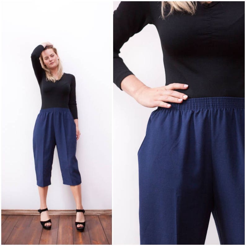 80s Baggy Shorts Womens Medium Large Pleated Over Knee Pants Etsy