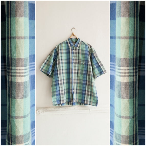 90s Plaid Shirt Mens Medium Tartan Shirt Lumberjack Button Down Shirt Womens XL Checkered Oversize Lumber Shirt Long Sleeve Flannel Shirt M