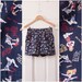 Vintage High Waisted Shorts Pin Up Mini Shorts 60s Style Hot Pants Womens Extra Small Patterned Shorts Colorful Graphic Shorts Navy Hotpants