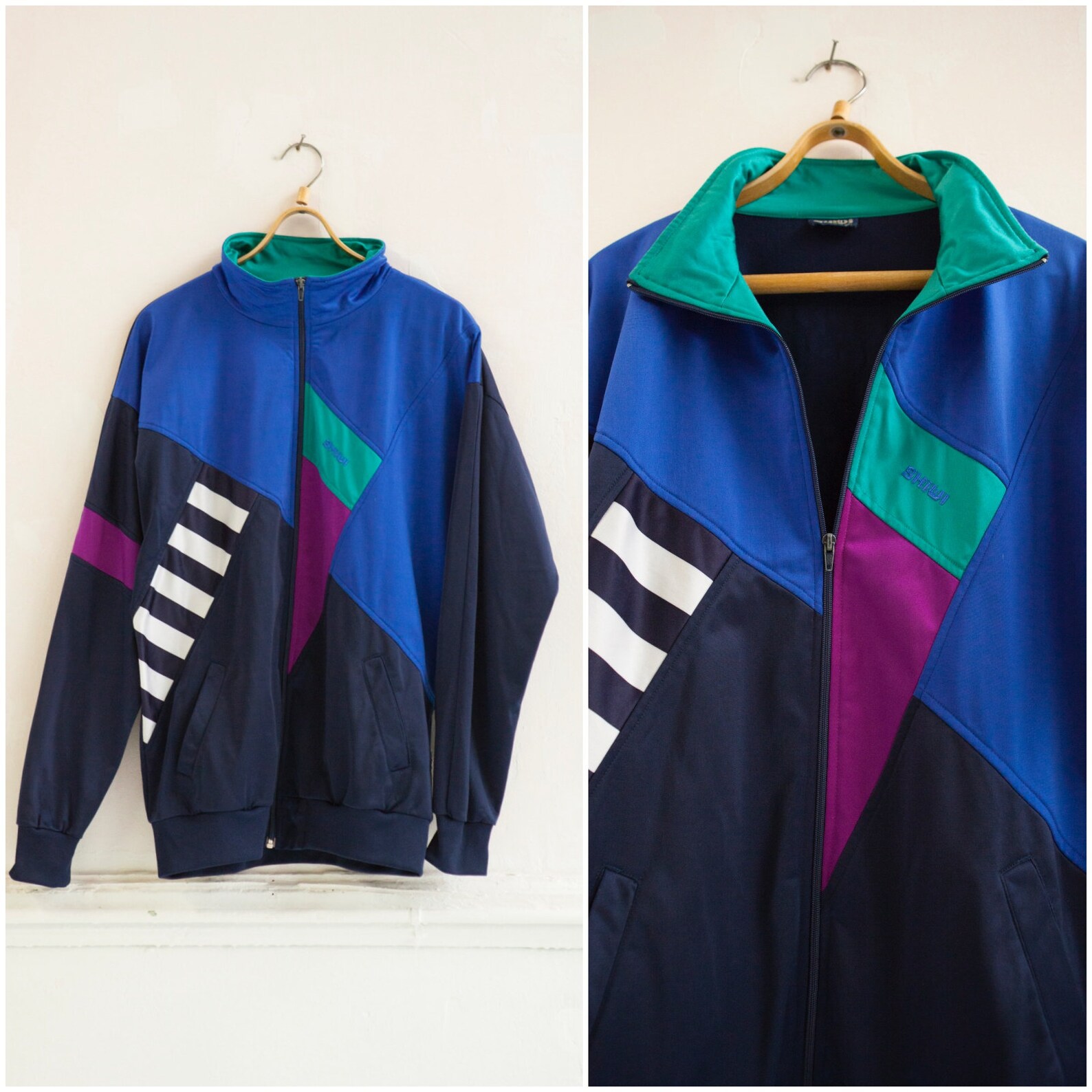 Vintage 80s Track Jacket 90s Sports Jacket Mens Medium Etsy
