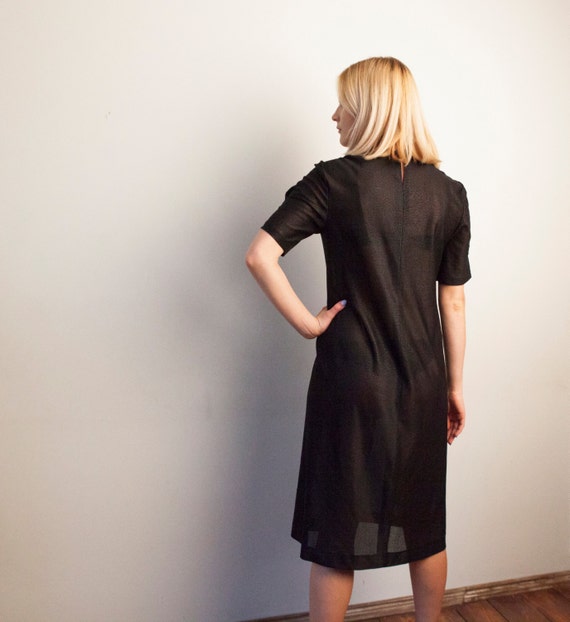 70s Black Dress Sheer Black Dress Chic Black Dres… - image 3