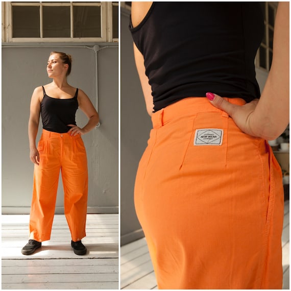Vintage Orange 80s High Waisted Pants W29 Baggy M… - image 4