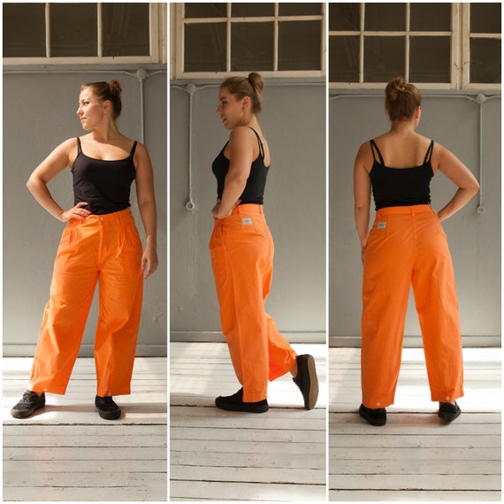 Vintage Orange 80s High Waisted Pants W29 Baggy M… - image 2