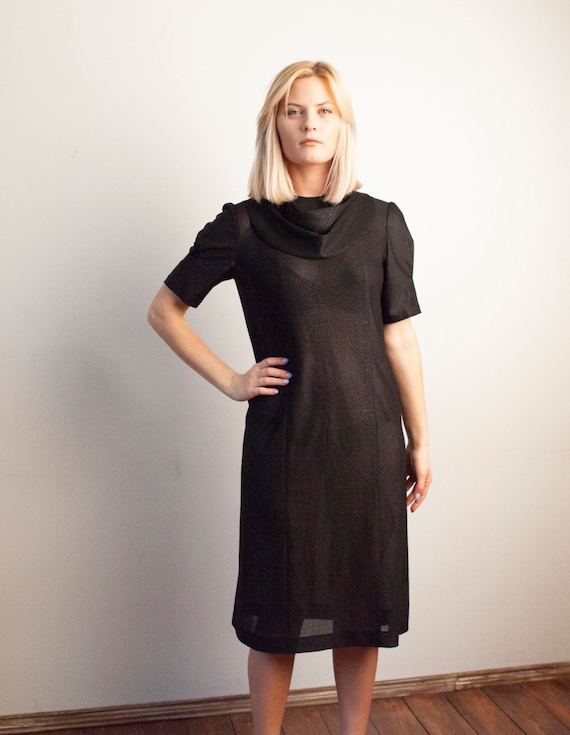 70s Black Dress Sheer Black Dress Chic Black Dres… - image 2