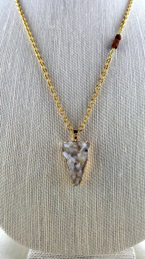 Druzy Triangle Pendant Necklace rudraksha seed Gold Plated | Etsy