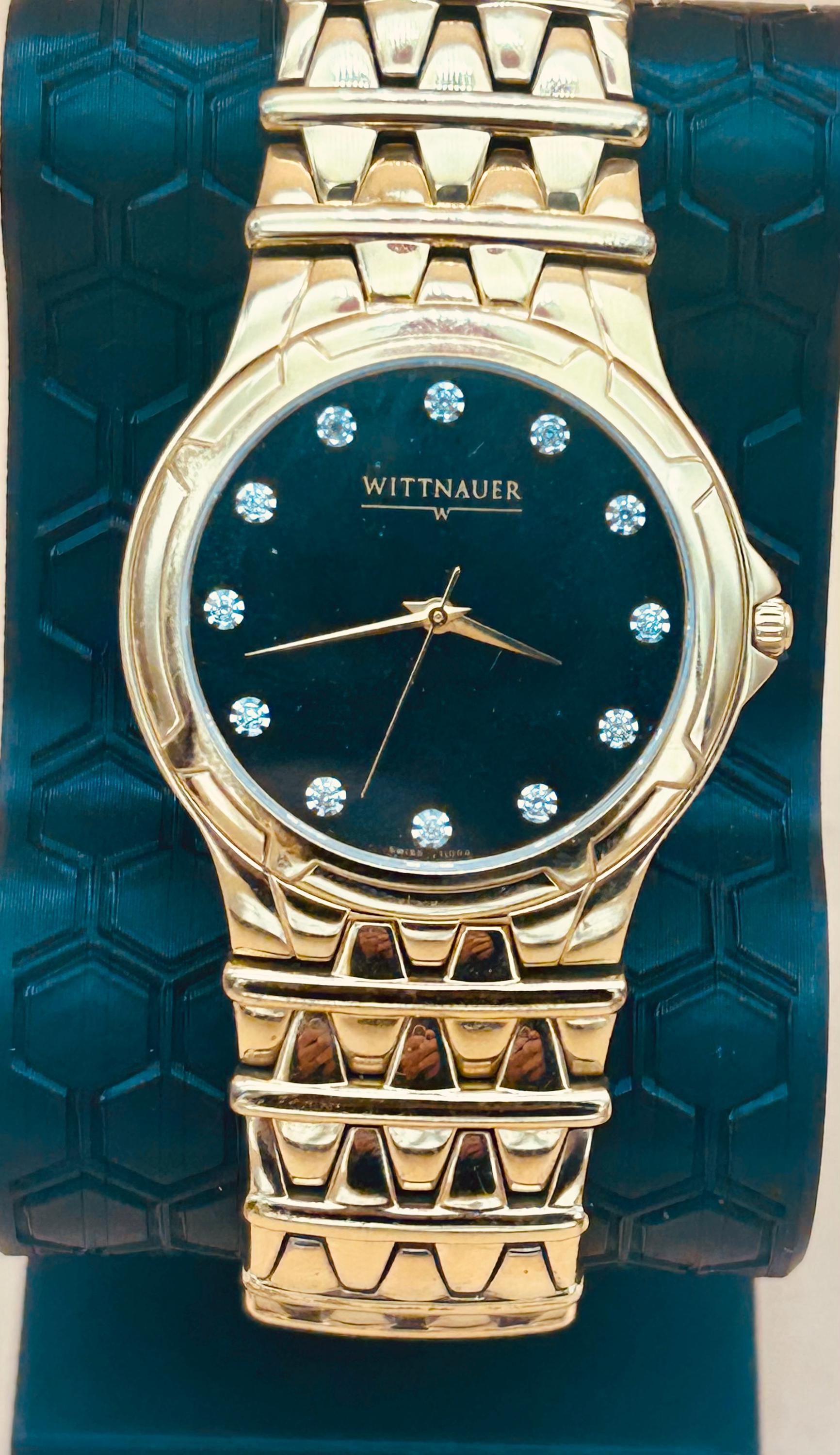 Gorgeous Wittnauer! Beautiful Gold watch with Diamond Bezel -Very Nice Condition Diamond Mens Vintage Watch - Etsy main image 3