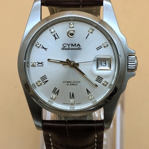Men&#39;s CYMA Cymaflex Diamond Dial 25 Jewel Automatic Swiss Watch