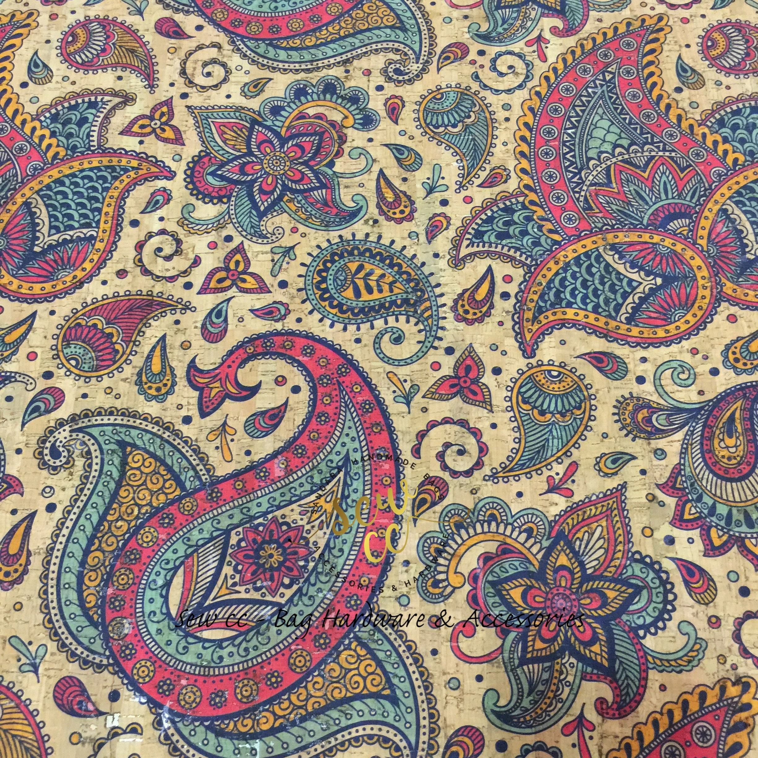 Cork Fabric Pretty Paisley 70 x 50cm Natural cork fabric Etsy