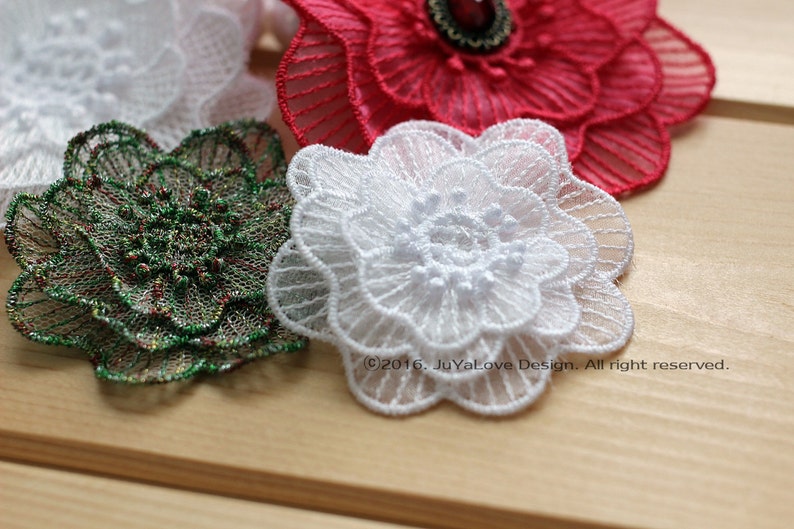 3D Flower Lace Applique And FSL Embroidery Design File