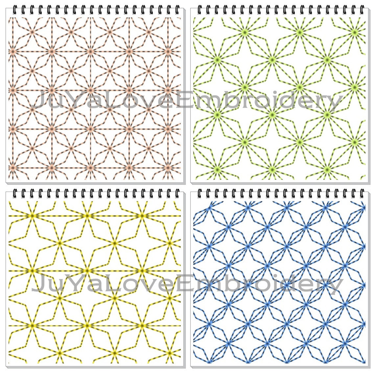 Схемы сашико с последовательностью стежки