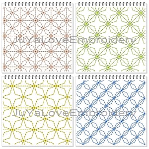 Sashiko Patterns - Quilt blocks - Quilting - Four patterns - six (6) Sizes Hoop - Machine Embroidery Patterns - Stippling - Instant Download