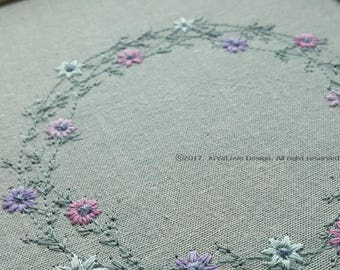 Machine Embroidery Pattern, Flower Wreath Embroidery, Wedding Wreath, Wild Flower, 120x120 hoop size, Instant download