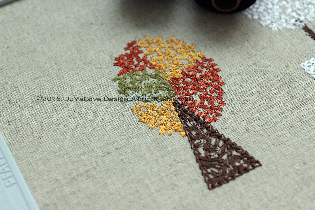 Autumn Tree Digital Embroidery Pattern Unique Machine Embroidery ...