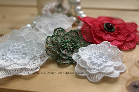 3D Flower Lace Applique And FSL Embroidery Design File .  Organza and Lace Motif Design Embroidery File Instant Download