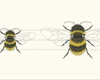 Machine Embroidery Pattern, Bumble bee Pattern, Bee embroidery pattern, Insect embroidery, 4"x 4" hoop size, Instant Download