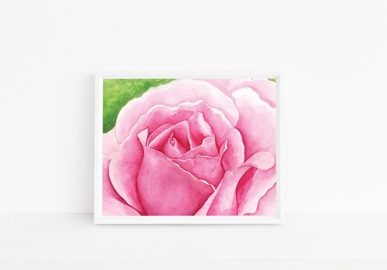 Pink Roses Printable Pink Rose Printable Wall Art, Watercolor Flower Painting, Digital ...