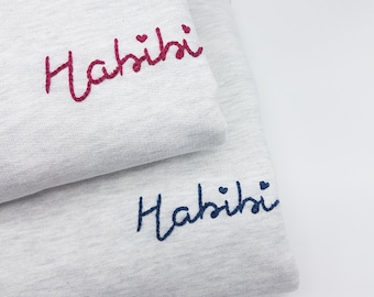 Hand-embroidered unisex sweatshirt to order with the message of your choice