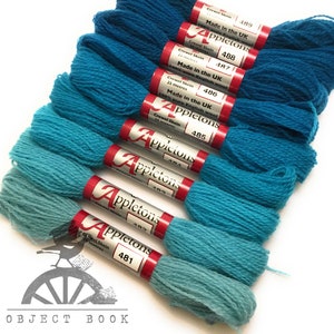 キングフィッシャー アップルトン ウール かせ セット 範囲 No. 480 (481 - 489) クルーエル 2ply または タペストリー 4ply 糸