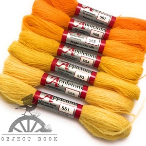 明るい黄色のアップルトンウールかせセット 範囲 No. 550 (552 - 556) クルーエル 2ply またはタペストリー 4ply 糸