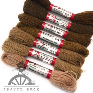 ドラブ フォーン アップルトン ウール かせ セット 範囲 No. 950 (951 - 957) クルーエル 2ply またはタペストリー 4ply 糸