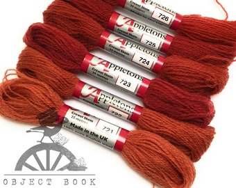 Paprika Set of Appletons Wool Skeins Range No. 720 (721 - 726) Crewel 2ply or Tapestry 4ply yarn