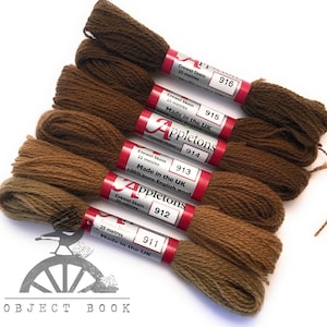 フォーン アップルトン ウール かせ セット 範囲 No. 910 (911 - 916) クルーエル 2ply またはタペストリー 4ply 糸