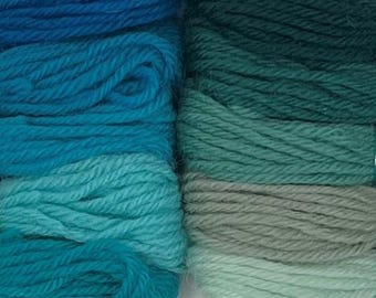 Teal 10pc Set of Appletons Wool Skeins Crewel 2ply or Tapestry 4ply yarn