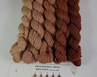 Red Fawn Set of Appletons Wool Hanks Range No. 300 (301