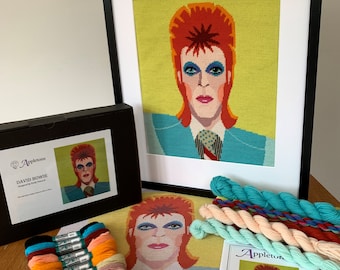 David Bowie Tapestry Needlepoint Kit Appletons 100% Wool Yarn Designed by Emily Peacock
