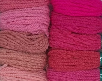 Pinks 10pc Set of Appletons Wool Skeins Crewel 2ply or Tapestry 4ply yarn