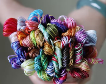 Variegated  skeins of 8m six stranded embroidery thread floss for cross stitch  - alternative brand for the colour variations DMC