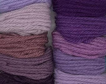 Juego de 10 madejas de lana Appletons de color morado, para bordado Crewel de 2 cabos o Tapestry de 4 cabos.