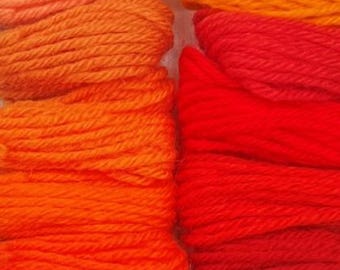 Oranges 10pc Set of Appletons Wool Skeins Crewel 2ply or Tapestry 4ply yarn