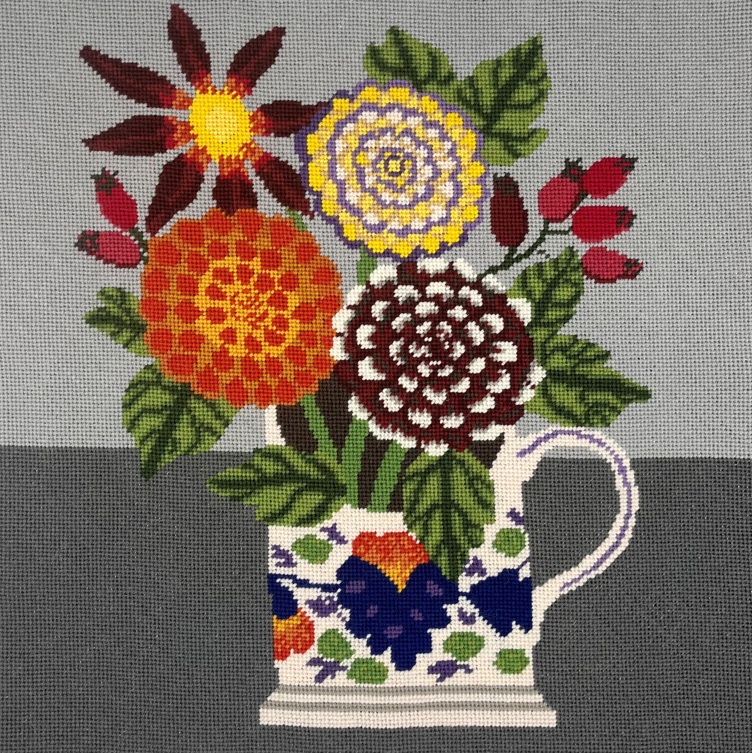 Orange Dahlia Tapestry Needlepoint Kit Appletons 100% Wool Yarn