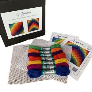 Kit de tapiz dos en uno de Appletons diseñado por The Bargello Sisters Rainbow y ZigZag