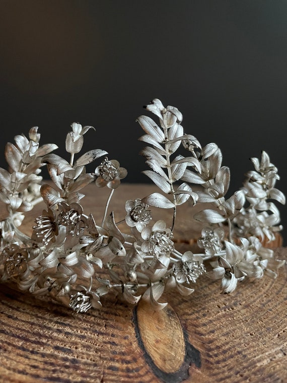 Large flower headpiece bridal, antique wedding cr… - image 1