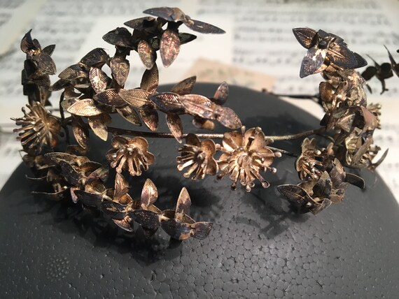 Boho bridal crown for wedding, silver vintage tiar