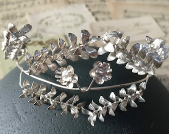 Hochzeit silber Krone Braut, Vintage Diadem, deutsche Myrte Tiara, silber Krone, Brautkopfschmuck, Haarschmuck, Brautschmuck, Boho Haarband