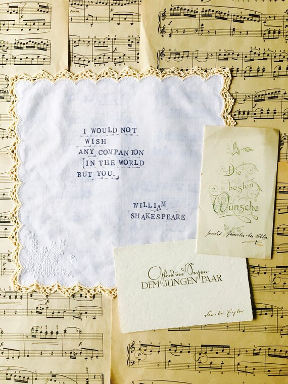 Vintage Handkerchief Happy Tears Bridal Shakespeare Love Etsy