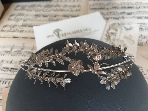 myrtle headpiece silver boho hair bridal tiara flower crown vintage wedding wedding hair accessories flower wreath headband