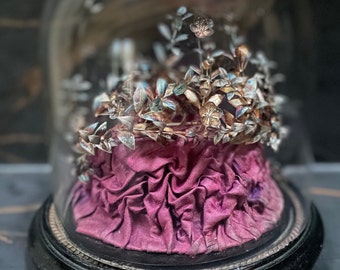Silberne Brautkrone unter Glasdom zur Hochzeit,  antiker Kopfschmuck, vintage Diadem, Boho Tiara, Halo, Fascinator Braut, Hochzeitskrone