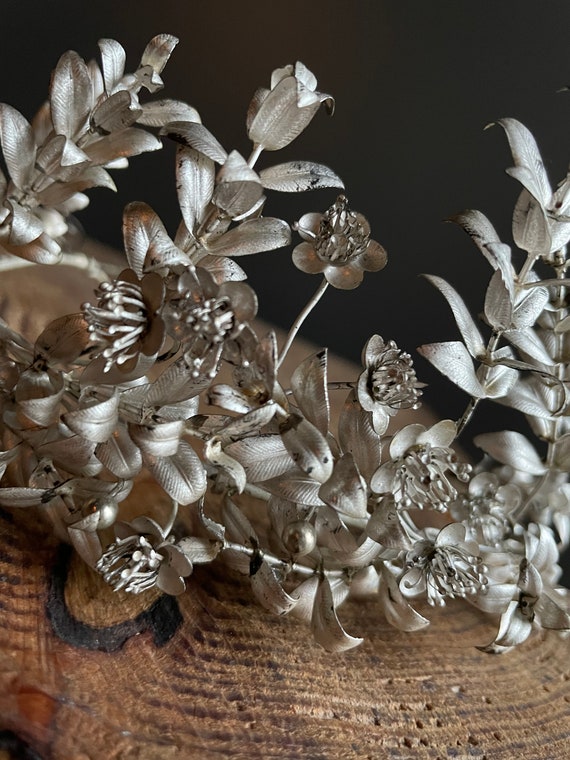 Large flower headpiece bridal, antique wedding cr… - image 2