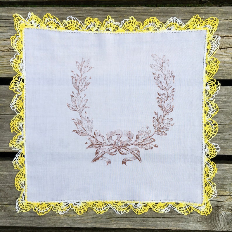 for your happy tears, happy tear tissue, embroidered handkerchief, bride hankie for happy tear, parent wedding gift, handmade flower print image 1